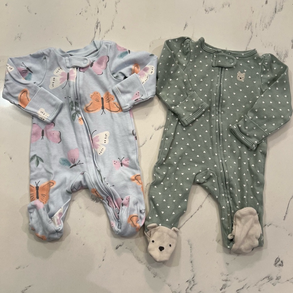 Carter's Blue and Green Animal Print Footies